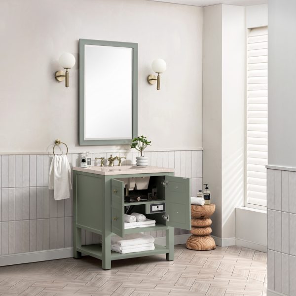 Breckenridge 30" Bathroom Vanity In Smokey Celadon With Eternal Marfil Top