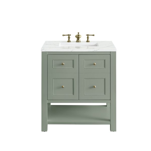 Breckenridge 30" Bathroom Vanity In Smokey Celadon With Ethereal Noctis Top