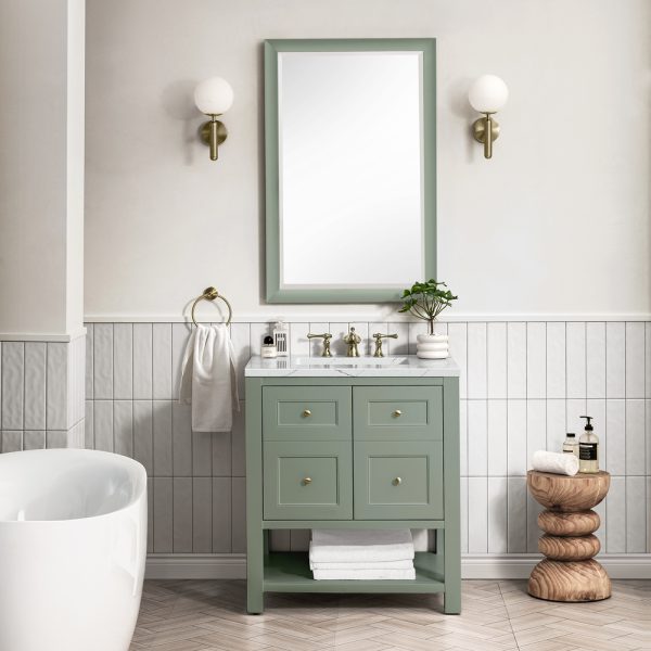 Breckenridge 30" Bathroom Vanity In Smokey Celadon With Ethereal Noctis Top