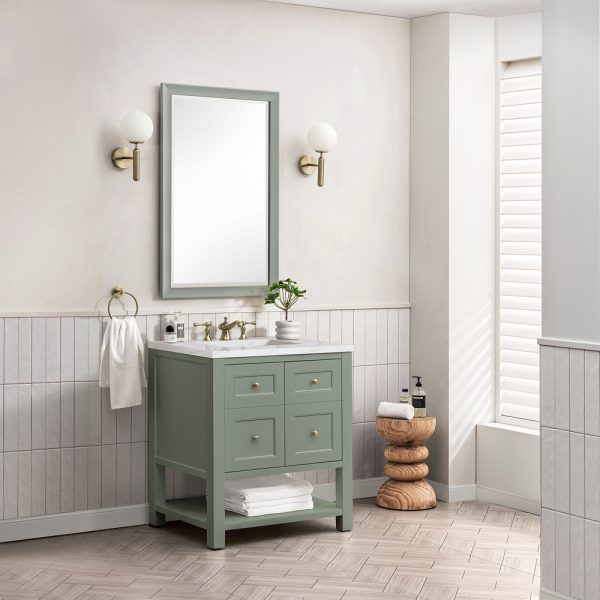 Breckenridge 30" Bathroom Vanity In Smokey Celadon With Ethereal Noctis Top