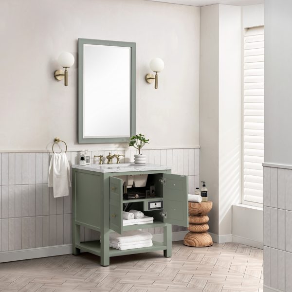 Breckenridge 30" Bathroom Vanity In Smokey Celadon With Ethereal Noctis Top