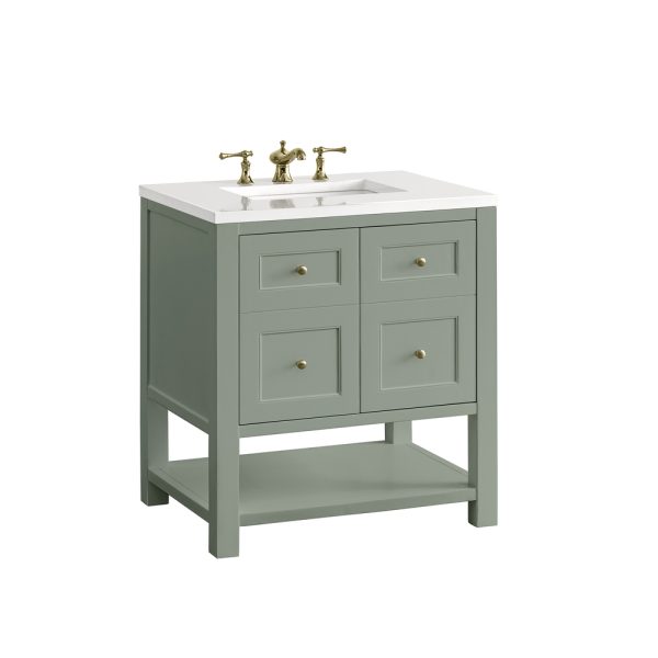 Breckenridge 36" Bathroom Vanity In Smokey Celadon With White Zeus Top