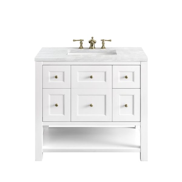 Breckenridge 36" Bathroom Vanity In Bright White With Arctic Fall Top