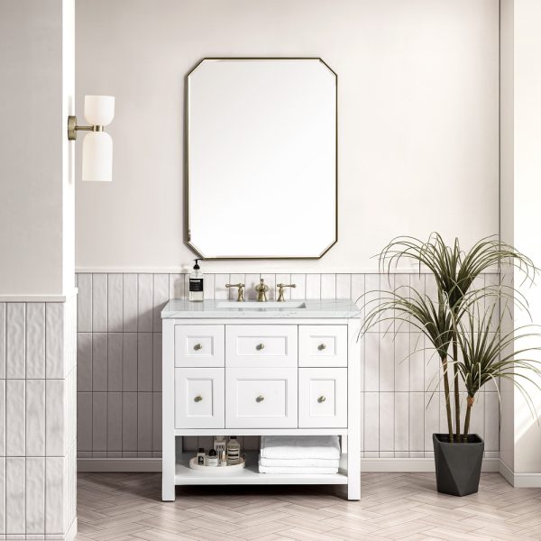 Breckenridge 36" Bathroom Vanity In Bright White With Eternal Serena Top