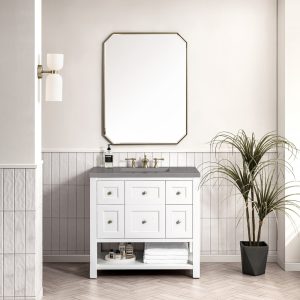 Breckenridge 36" Bathroom Vanity In Bright White With Grey Expo Top