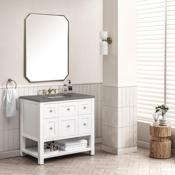 Breckenridge 36" Bathroom Vanity In Bright White With Grey Expo Top