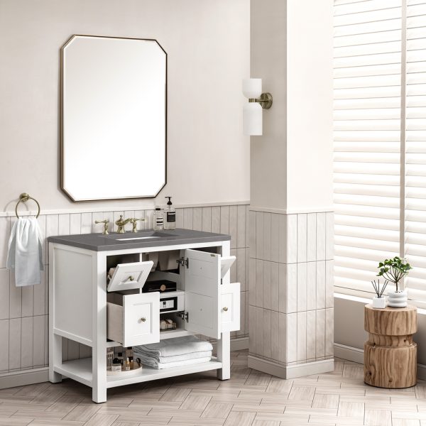 Breckenridge 36" Bathroom Vanity In Bright White With Grey Expo Top