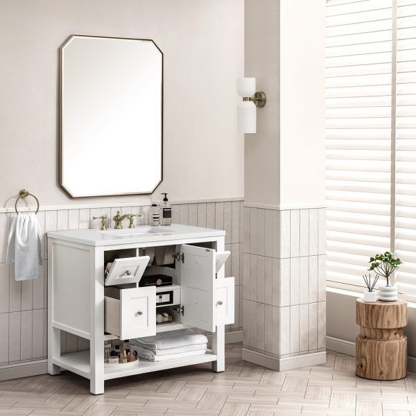 Breckenridge 36" Bathroom Vanity In Bright White With White Zeus Top