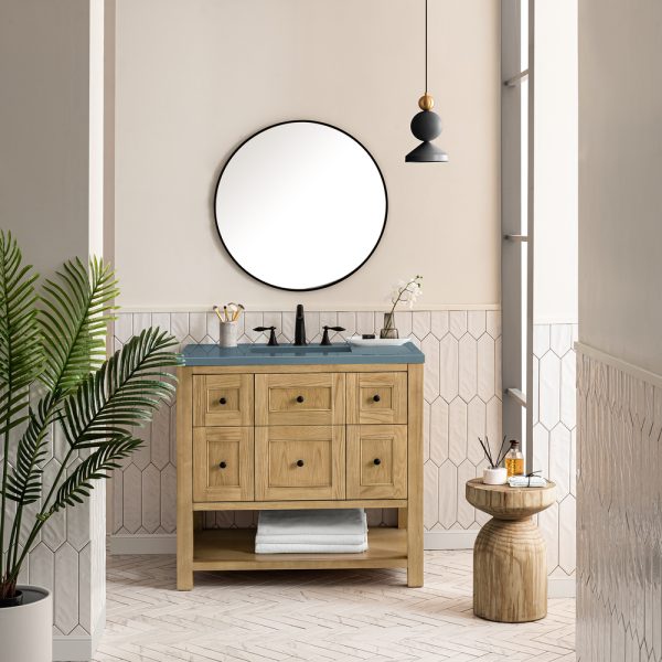 Breckenridge 36" Bathroom Vanity In Bright White With Cala Blue Top