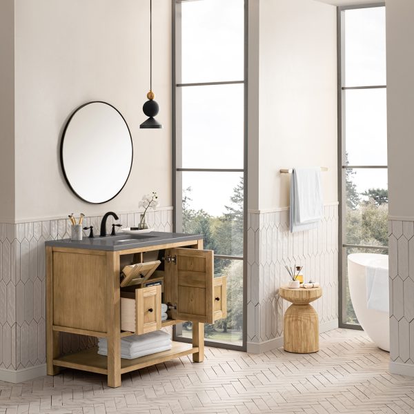 Breckenridge 36" Bathroom Vanity In Natural Light Oak With Grey Expo Top Top