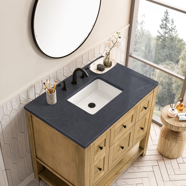 Breckenridge 36" Bathroom Vanity In Bright White With Charcoal Soapstone Top