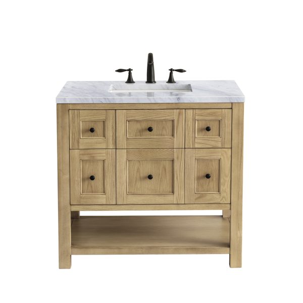 Breckenridge 36" Bathroom Vanity In Bright White With Carrara Marble Top