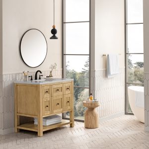 Breckenridge 36" Bathroom Vanity In Bright White With Eternal Serena Top