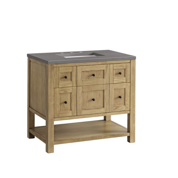 Breckenridge 36" Bathroom Vanity In Natural Light Oak With Grey Expo Top Top