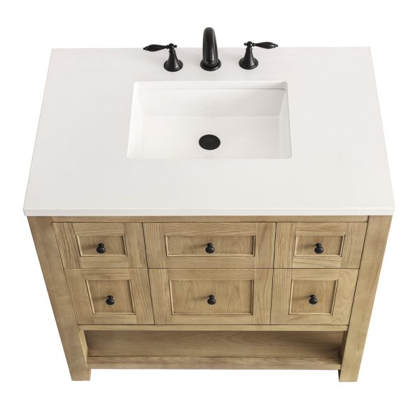 Breckenridge 36" Bathroom Vanity In Natural Light Oak With White Zeus Top