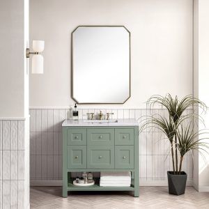 Breckenridge 36" Bathroom Vanity In Smokey Celadon With Arctic Fall Top