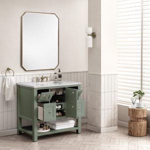 Breckenridge 36" Bathroom Vanity In Smokey Celadon With Arctic Fall Top