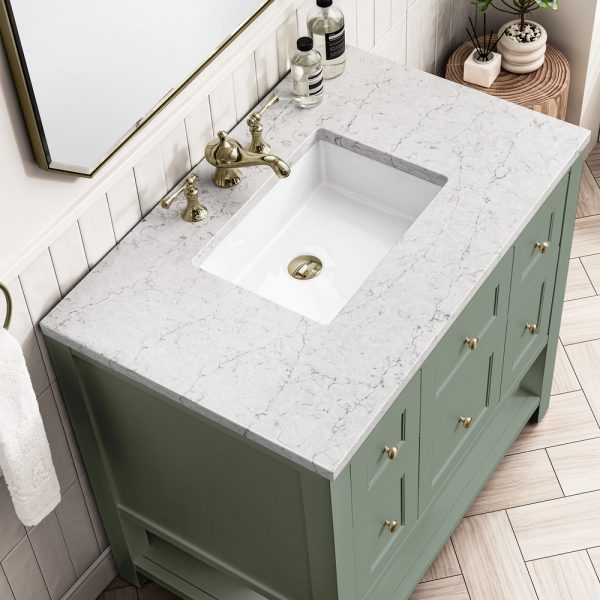 Breckenridge 36" Bathroom Vanity In Smokey Celadon With Arctic Fall Top