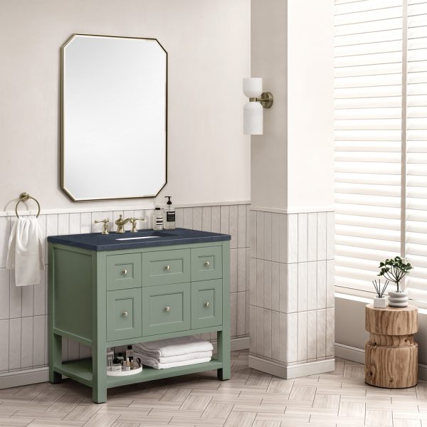 Breckenridge 36" Bathroom Vanity In Smokey Celadon With Charcoal Soapstone Top