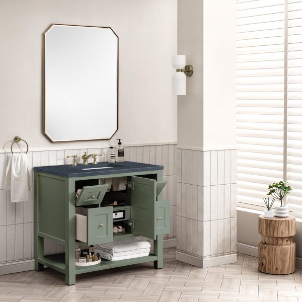 Breckenridge 36" Bathroom Vanity In Smokey Celadon With Charcoal Soapstone Top