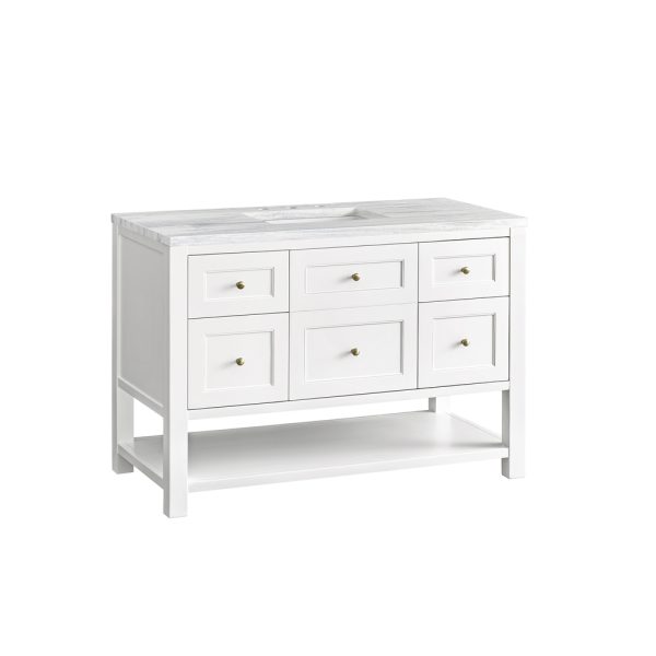 Breckenridge 48" Bathroom Vanity In Bright White With Arctic Fall Top