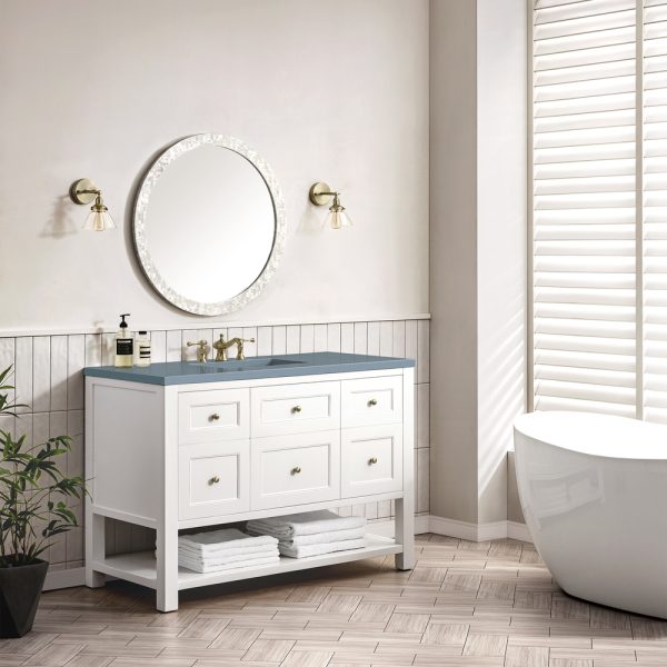 Breckenridge 48" Bathroom Vanity In Bright White With Cala Blue Top