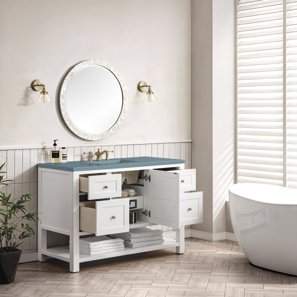 Breckenridge 48" Bathroom Vanity In Bright White With Cala Blue Top