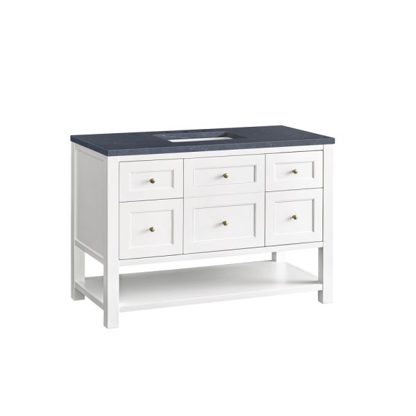 Breckenridge 48" Bathroom Vanity In Bright White With Charcoal Soapstone Top