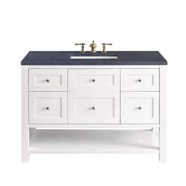Breckenridge 48" Bathroom Vanity In Bright White With Charcoal Soapstone Top