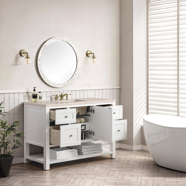 Breckenridge 48" Bathroom Vanity In Bright White With Eternal Marfil Top
