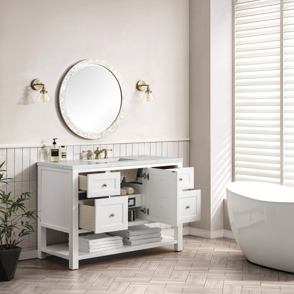 Breckenridge 48" Bathroom Vanity In Bright White With Ethereal Noctis Top