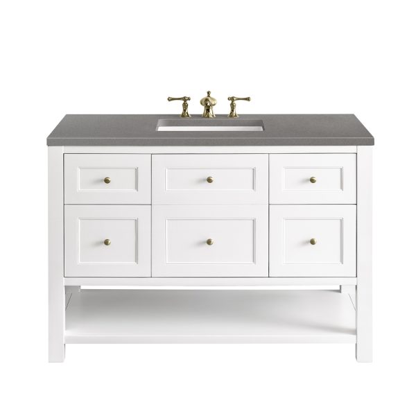 Breckenridge 48" Bathroom Vanity In Bright White With Grey Expo Top