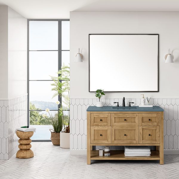 Breckenridge 48" Bathroom Vanity In Natural Light Oak With Cala Blue Top