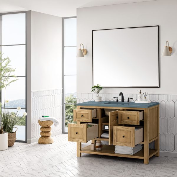 Breckenridge 48" Bathroom Vanity In Natural Light Oak With Cala Blue Top