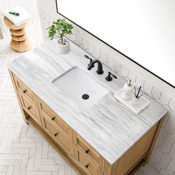 Breckenridge 48" Bathroom Vanity In Natural Light Oak With Arctic Fall Top