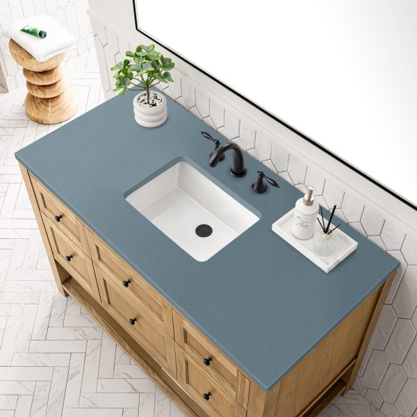 Breckenridge 48" Bathroom Vanity In Natural Light Oak With Cala Blue Top