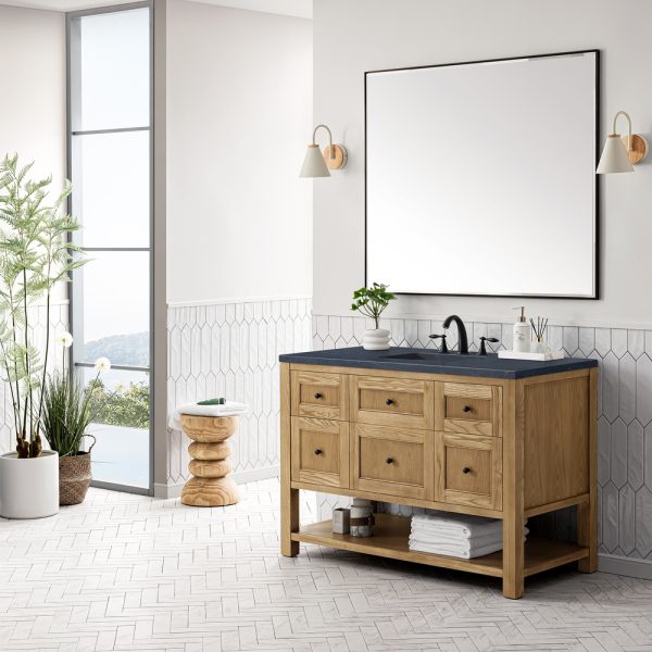 Breckenridge 48" Bathroom Vanity In Natural Light Oak With Charcoal Soapstone Top