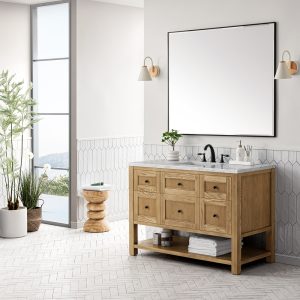 Breckenridge 48" Bathroom Vanity In Natural Light Oak With Eternal Jasmine Pearl Top