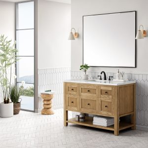 Breckenridge 48" Bathroom Vanity In Natural Light Oak With Ethereal Noctis Top