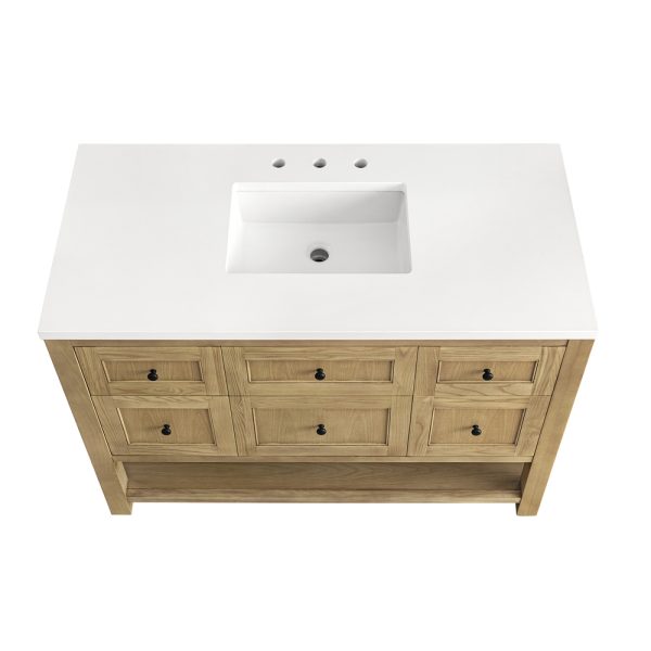 Breckenridge 48" Bathroom Vanity In Natural Light Oak With White Zeus Top