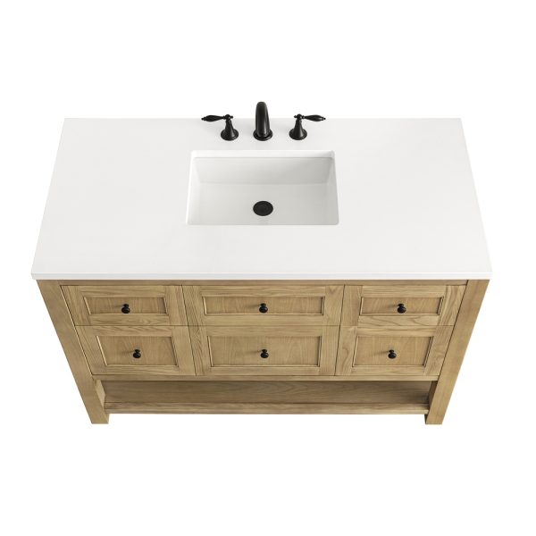 Breckenridge 48" Bathroom Vanity In Natural Light Oak With White Zeus Top