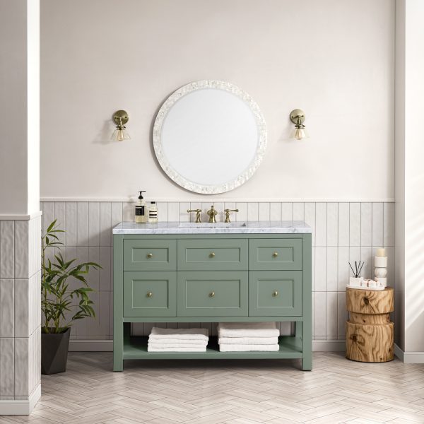 Breckenridge 48" Bathroom Vanity In Smokey Celadon With Carrara Marble Top