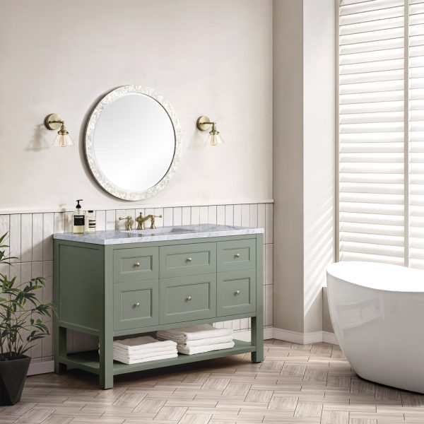 Breckenridge 48" Bathroom Vanity In Smokey Celadon With Carrara Marble Top