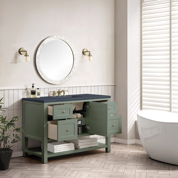 Breckenridge 48" Bathroom Vanity In Smokey Celadon With Charcoal Soapstone Top