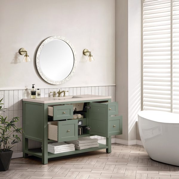 Breckenridge 48" Bathroom Vanity In Smokey Celadon With Eternal Marfil Top