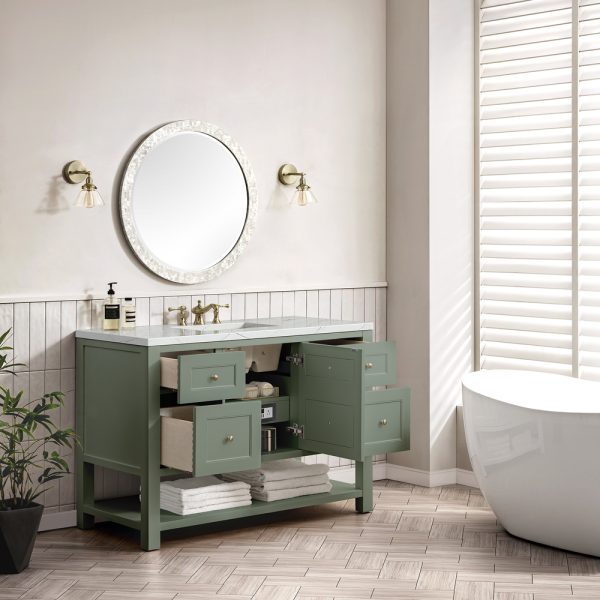Breckenridge 48" Bathroom Vanity In Smokey Celadon With Ethereal Noctis Top