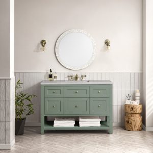 Breckenridge 48" Bathroom Vanity In Smokey Celadon With Eternal Serena Top
