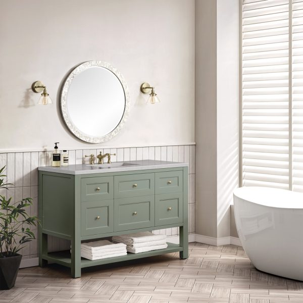 Breckenridge 48" Bathroom Vanity In Smokey Celadon With Eternal Serena Top