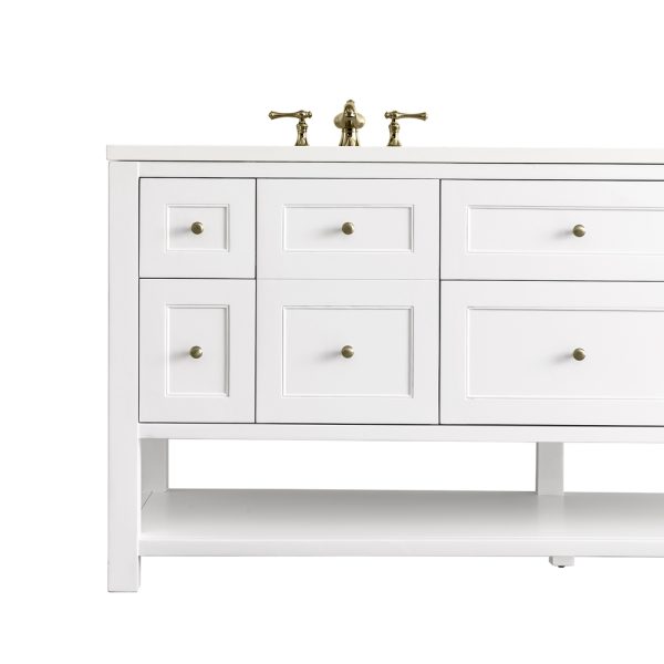 Breckenridge 72" Double Bathroom Vanity In Bright White With White Zeus Top