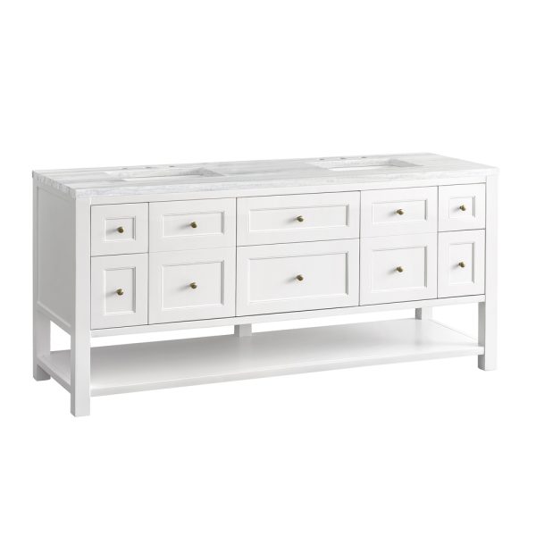 Breckenridge 72" Double Bathroom Vanity In Bright White With Arctic Fall Top